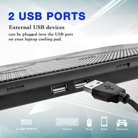 Almohadilla de refrigeración para laptop, portátil, delgada, silenciosa, con 2 ventiladores LED azules, alimentado por USB, ángulo ajustable, se adapt