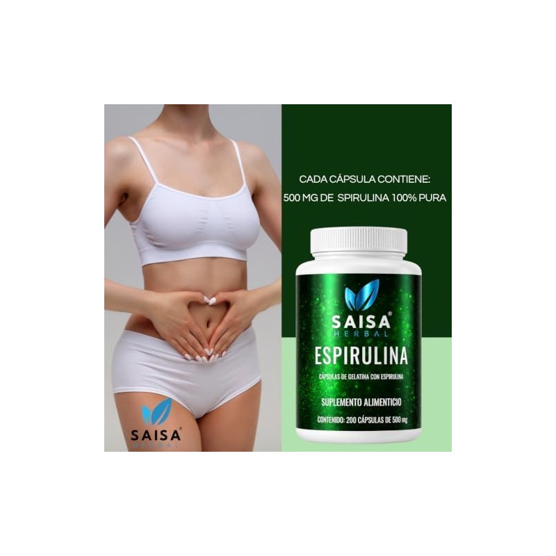 Alga Spirulina 100 Pura Bolsa Con 200 Cápsulas.