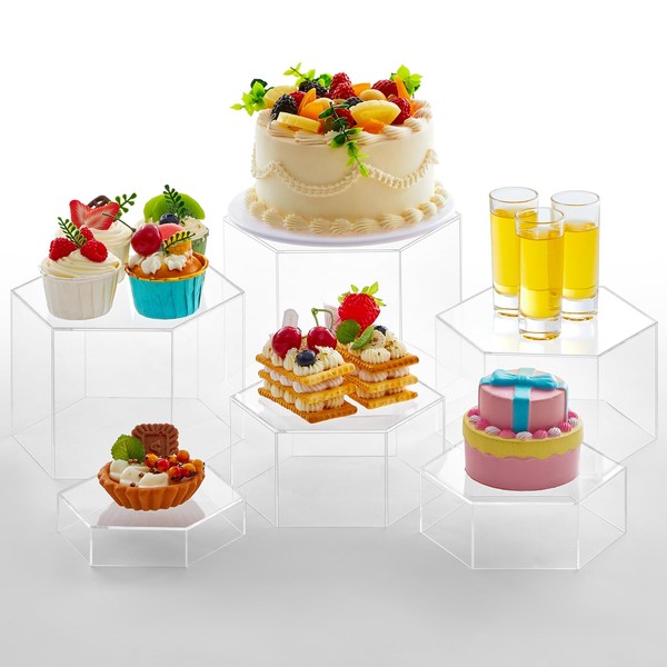Leinuosen 6 Pcs Buffet Risers, Hexagonal Food Risers for Buffet
