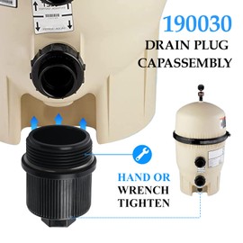 190030 Drain Plug Cap Assembly with O-Ring Pool Drain Plug Compatible with Pentair Clean &Clear Plus, FNS Plus, Drain Cap Replacement for Pentair Pool and Spa Filters (2 Pack)