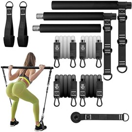 Kit de Pilates con Barra y Bandas de Resistencia, Ideal para Ejercicios de Piernas, Glúteos, Espalda Baja, Brazos, Sentadillas y Otros. Perfecto para 