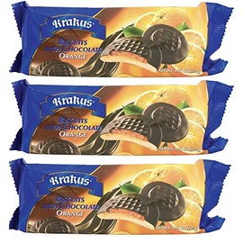 KRAKUS DELICJE European Biscuits with chocolate ORANGE filling (3 pack) by Granda Inc