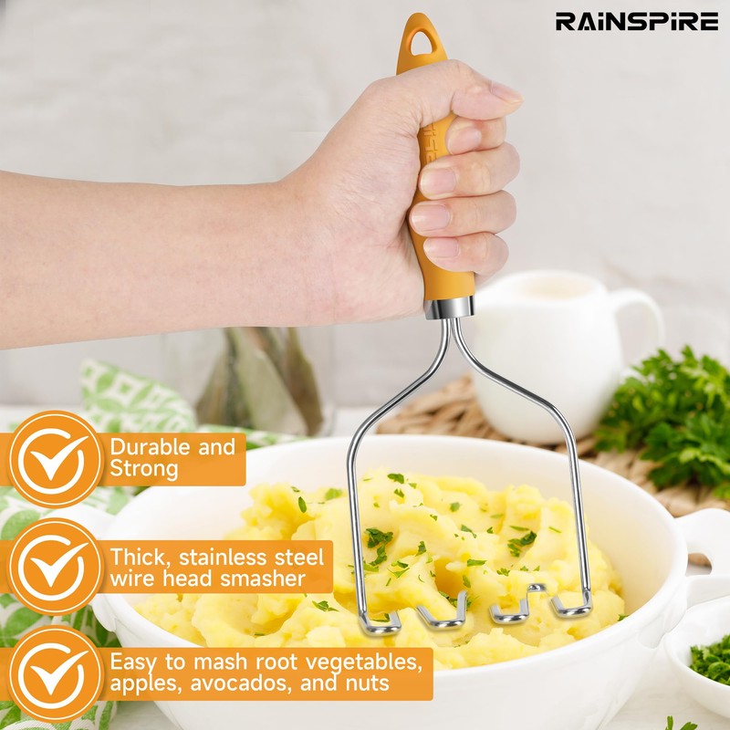 Rainspire Potato Masher Stainless Steel, Mashed Potato Masher Kitchen Tool,
