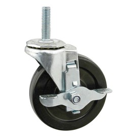 8020, 2305, 4" Caster Wheel, 7/16-14" x 1.5" Threaded Stem Swivel Caster with Brake Lock (4 Pack) 80/20 Cart and Furniture Wheels Extruded T-Slot Profile