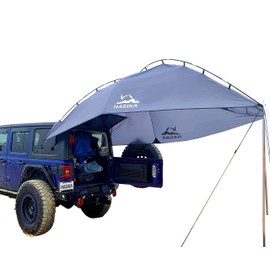 Versatility Camping Tent for Truck Bed,SUV RVing, Van,Trailer and Overlanding Portable Teardrop Awning Canopy Tear Resistant Tarp with 2 Sandbag