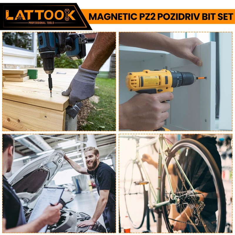 Pozidriv Bit Set, LATTOOK 6-Piece PZ2 Bits Pozi Pozidriv Screwdriver,