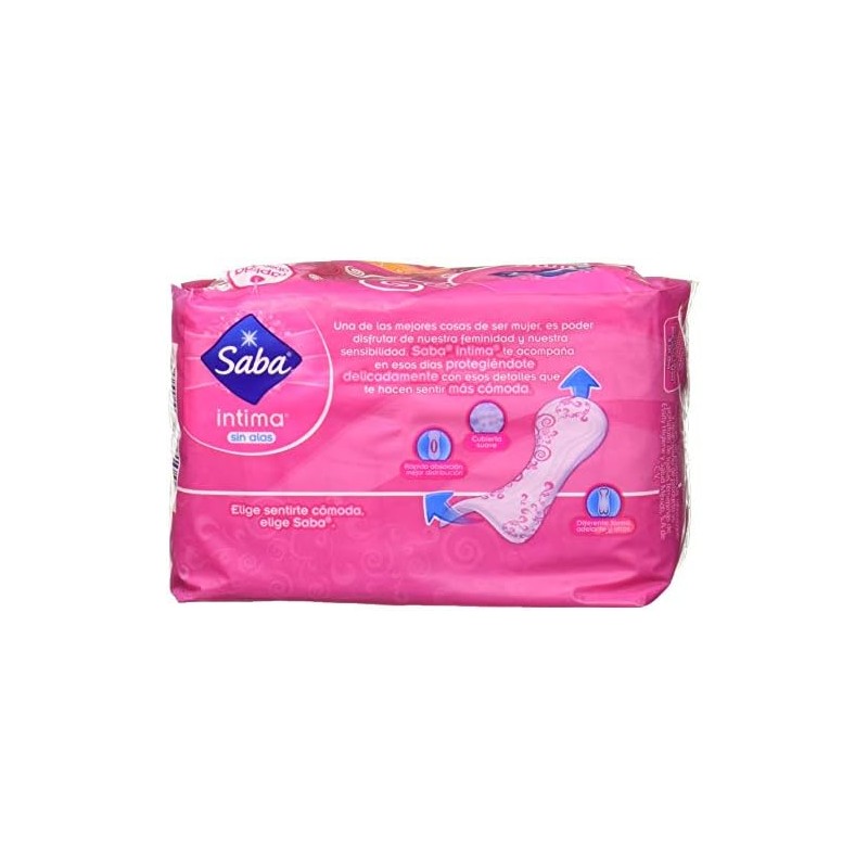 Saba, Toallas Sanitarias para Dama Intima sin Alas Regular, Color