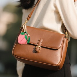 Strawberry Coin Purse Keychain Mini Y2K Leather Fruit Peach Lemon Keychain Bag Charms for Handbags Backpack for Women