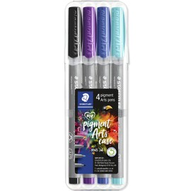 STAEDTLER 375 Pigment Calligraphy Pens | Pigment Arts Chisel Tip | Ideal for Calligraphy, Lettering, Drawing, Illustrations (Professional Wallet of 4)