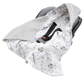 Medi Partners Swaddling Blanket, 100% Cotton, 85 x 85 cm, Cuddly Blanket for Prams, Baby Seat, Universal Baby Blanket, Double-Sided Baby Blanket, Buggy, Car Seat (Light with Grey Minky)