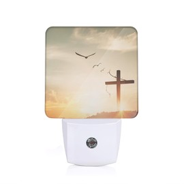 ZTHLL Cross Christian Sunrise Night Light, Crucifixion Night Light Plug into Wall with Dusk to Dawn Sensor, LED Lamp Energy Saving Lights for Men Women Boys Girls,Lamp for Bedroom Bathroom Hallway