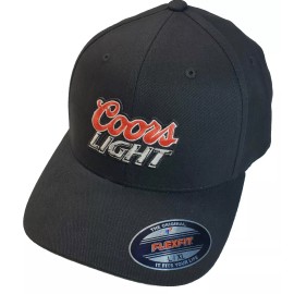 Flexfit Coors Light Beer Patch Flexfit 6377 Brushed Twill Hat/Black L/XL 7 1/8" - 7 5/8"