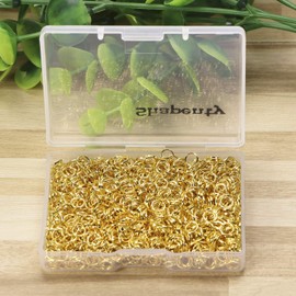 Shapenty 1350PCS Open Jump Rings Connectors Bulk Iron Jewelry Finding Rings for DIY Charm Craft Making Supplies Earring Necklace Bracelet Choker Key Chain (Gold, 8mm)