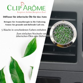 ZEN AR?ME Clip'Ar?me Auto ?therisches ?l Diffusor Edelstahl diskrete Befestigung an Lftungsschlitzen 3 x 3,6 cm