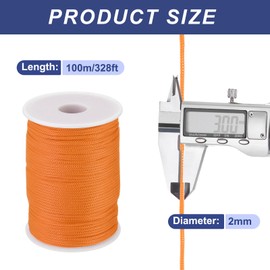 QUARKZMAN Polypropylene Rope 2 mm Polypropylene Rope 10 Om PP Braided Line Textile Rope Lead Nylon Cord Tear-Resistant Rope Plastic Rope for Washing Line Camping Hiking Outdoor Light Orange