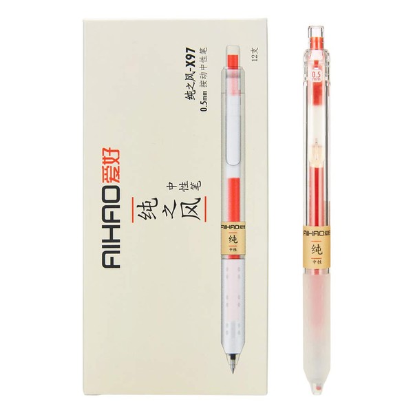 AIHAO X97 Retractable Gel Ink Pens 0.5mm Fine Point (Red