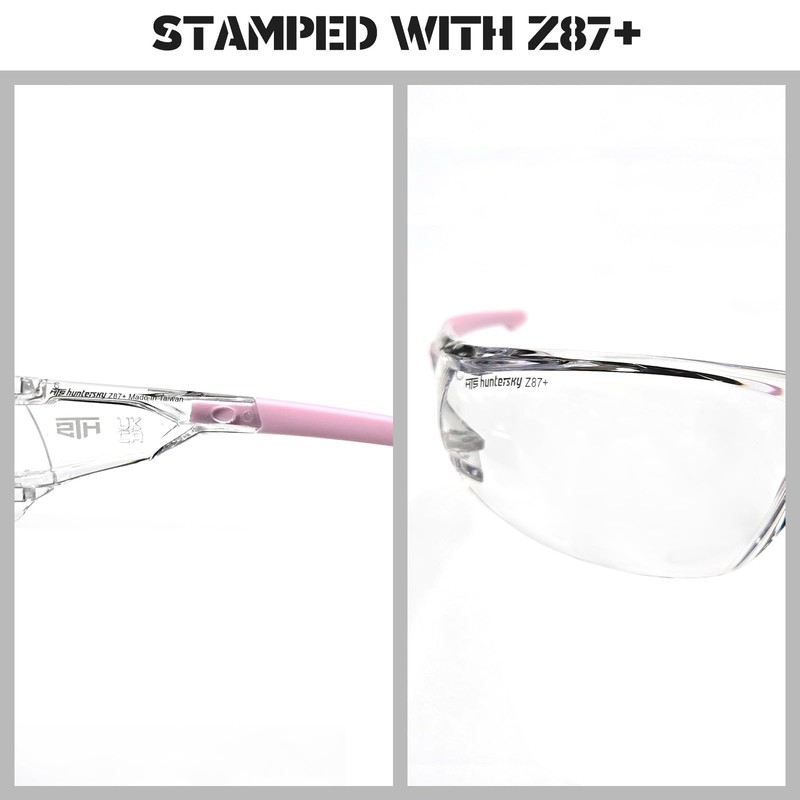 HTS HUNTERSKY S239 Protective Clear pink Small Safety Glasses women