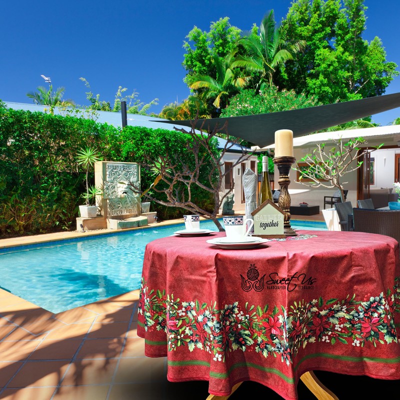 Sweet Us Christmas Cheer Wipeable Tablecloth Spill Resistant Acrylic Coated,