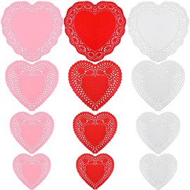 300 Pieces Valentine Heart Doilies Set Valentine's Heart Paper Doilies Heart Shaped Paper Doilies Doilies Crafts for Valentine's Day Wedding Party Decoration