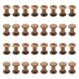 PATIKIL Chicago Screws, 50 Sets M5x10mm Carbon Steel Red Bronze Plating Chicago Screw Phillips Binding Post Screw Rivets for Leather Belt Scrapbook Photo Albums, Red Bronze