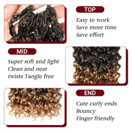 Datanala GoGo Curl Crochet Hair 12 Inch Water Wave Crochet Hair 8 Packs Long Beach Pre Looped Curl Crochet Braiding Hair Synthetic Extensions For Women (T27, 14 Inch(8packs))