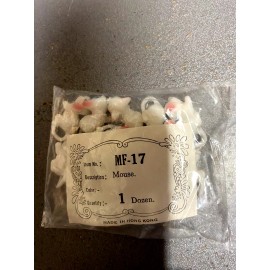 Unbranded 2 Plastic Miniature White Mice - Made in Hong Kong - Vintage