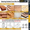 Akylin 4pcs Cove Router Bit Set,1/2" Shank,Radius 3/16",1/4",7/16", and 9/16",Cove