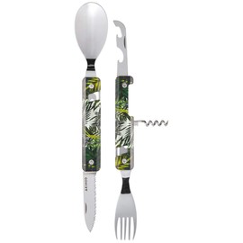 Akinod Jungle Multifunctional Cutlery 13H25 - Stainless Steel Folding Cutlery - Magnetic Cutlery To Go - Folding Cutlery Set with Corkscrew, Can and Bottle Opener