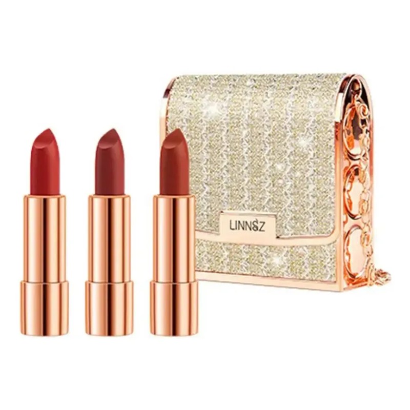 Set De Pintalabios Mate De 3 Colores Con Bolsa De