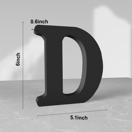 Aruatu 6 Inch Black Wood Letters Unfinished Wood Letters for Wall Decor Decorative Standing Letters Slices Sign Board Decoration for Craft Home Party Projects (D)