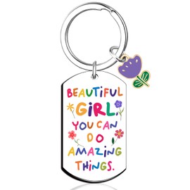 UIWIHHP Inspirational Gifts for Women Easter Basket Essentials Stuffers Motivational Keychain Gift for Teen Girls Daughter Unique Birthday Easter Gifts for Teens Beautiful Girl Keyring