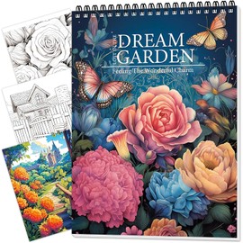Libro para Colorear para Adultos con Relajación, Diseño Espiral y Impresión Unilateral, Libro de Colorear de Flores con Papel Grueso, Ideal para Adultos Aliviar Estrés y Ansiedad