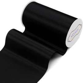 Kryvus Black Satin Ribbon, 6" x 22 Yards Wide Black Ribbon, Solid Large Ribbons for Cutting Ceremony, Grand Opening, Wedding Chair Sash, Car Decor, Gift Wrapping, Party Decoration