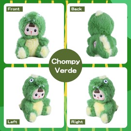Plush Figure Toys, Plush Toys with Vinyl Face Green Dinasour Shaped for Girls Boys Kids Lovers, Kawaii Cute Vinyl Figurines Doll Stuffed Animals Gifts for Collectibles Home Decor Birthday Christmas
