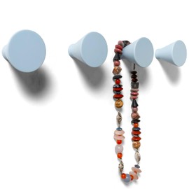 nidoshu Yconic 4 Modern Coat Hooks Wall Decorative Coat Hooks Blue Wall Hooks Round Design for Screwing Original Children's Wardrobe Towel Hooks or Wall Coat Rack for Jackets Bags Backpacks