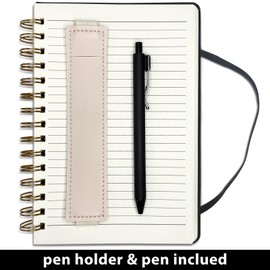 DWIYITTN A5 Spiral Notebook and Pen Set, 160 Lined Pages Black Faux Leather Hardback Wirebound Notebook A5 with Detachable Pen Holder and Pen for School College Work Home Writing Note Taking