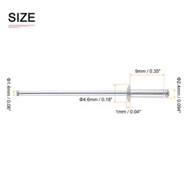 DTGN 2.4mmx9mm (DxL) Blinde Nieten - 120Pack - Gut für Maschinen Verbindung - Aluminum Kuppel Offene Endniete