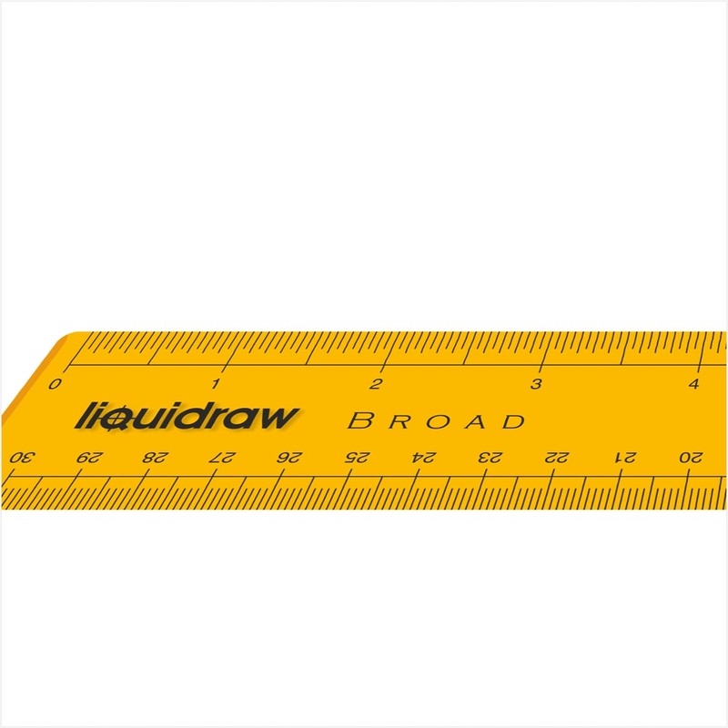 Liquidraw Ruler 30cm 12" Broad Transparent Orange Inches & Cm