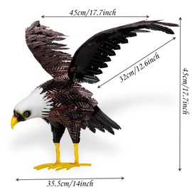 SUNREEK Bald Eagle Statue Garden Sculpture, Metal Yard Art Eagle Decoration, Large Eagle Outdoor Statues for Garden Yard Lawn Decoration