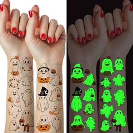 60 Tatuajes Temporales de Halloween Que Brillan en La Oscuridad para Niños, Pegatinas Luminosas de Fantasmas Y Monstruos para Fiestas de Halloween.