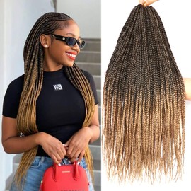 7 Packs 22 Inch Goddess Box Braids Crochet Hair Prelooped Crochet Hair Crochet Braids box braid crochet hair crochet braids hair for black women Jumpo Braiding Hair (22 Inch 7 Packs, 1B/27)