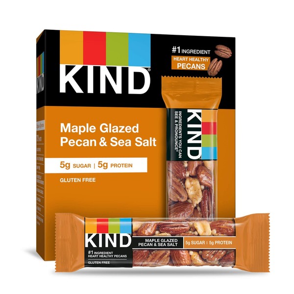 KIND Nut Bars, Maple Glazed Pecan and Sea Salt, 1.4 Ounce, 60 Count, Gluten Free, 5g Sugar, 5g Protein