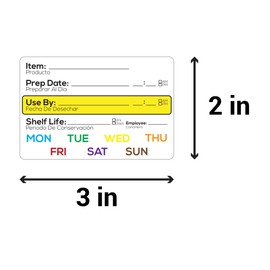 600 Shelf Life Food Rotation Labels, 2" x 3" Write On Meal Prep Date Labels for Container Food Service Stickers, 2 Rolls of 300