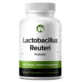 Natural Foundation Supplements- “Lactobacillus Reuteri Suplemento probiótico 240 tabletas 3 mil millones de UFC probióticos para hombres y mujeres Sup