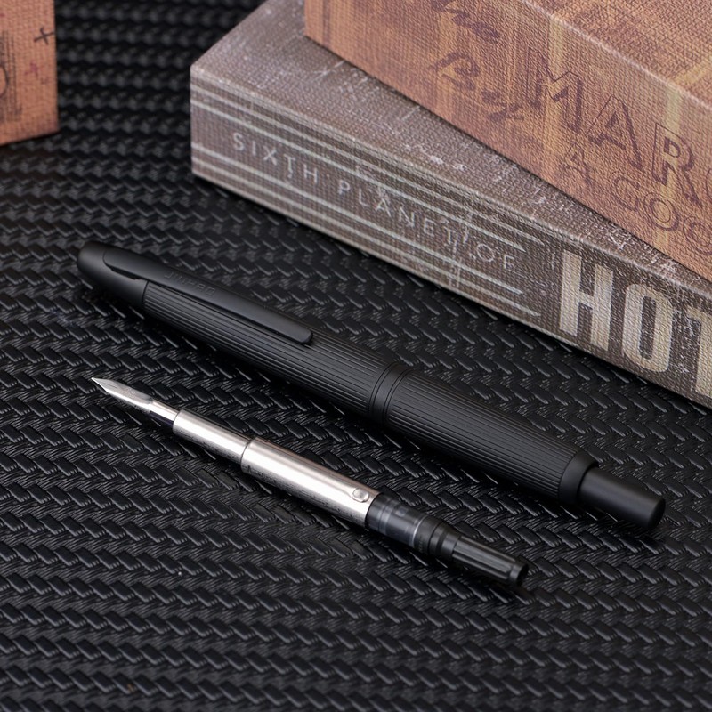 Jinhao 10 Press Matte Black Chrome Retractable Extra Fine Nib