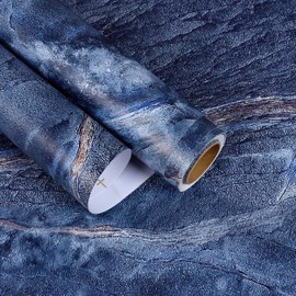 EaseStick Thick Blue Marble Wallpaper Peel and Stick Countertops Waterproof Matte Marble Contact Paper Blue Kitchen Vinyl Countertop Wrap 15.7"x472" Self Adhesive Granite Contact Paper for Bathroom