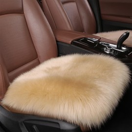 RZLWOOL Natural Wool 2 Pack Luxury Sheepskin Cushion Fluffy Area Rug for Sofa Office Chair Dining Chair Cushion Bedroom Seat Cushion Dining Chairs(18x18 Inch,Khaki Brown)