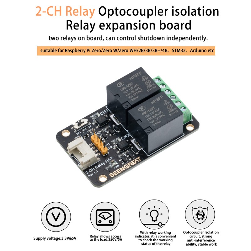 SEENGREAT 2 Channel Relay Module 2 CH Relay Expansion Board