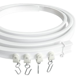 Flexible Bendable Ceiling Curtain Track 9.8ft/3 Meter Ceiling Track For Curtains, Ceiling/Wall Mount Curtain Rail System For Curved Shower Curtain, RV/Sliding Curtain Track (WHITE)