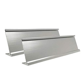 2" x 8" Nameplate Desktop Holder 2 Pack (Silver)